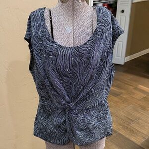 Onyx Nite Black and Silver Sparkle Swirl Blouse size 1x